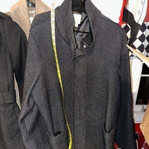 Halogen Men's Charcoal Grey Wool Blend Full-Zip Funnel Neck Coat